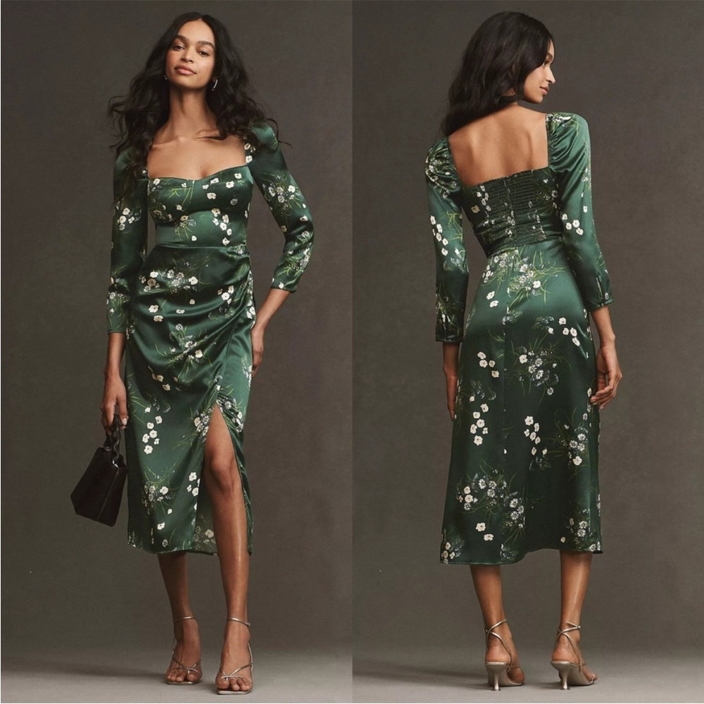 Reformation Gloriana Dress in Buena Green color